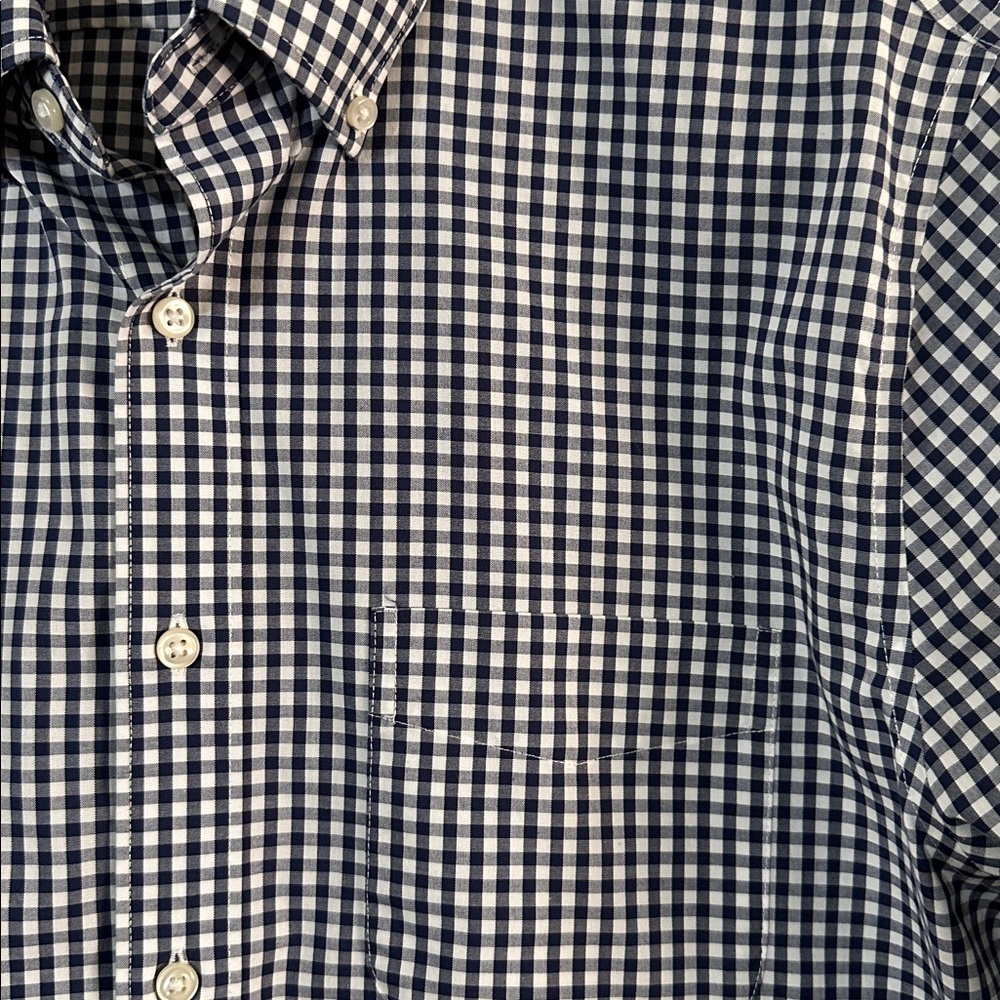 J. Crew Men Button Down Navy White Checkered Gingham Shirt - Picture 4 of 7
